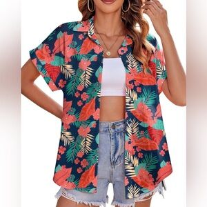 Zeagoo Women's Hawaiian Button Down Shirts